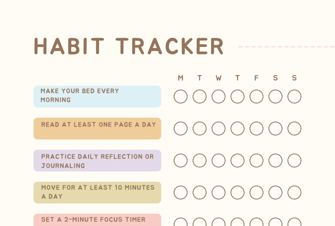 design a simple and printable daily habit tracker PDF